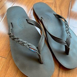 Rainbow Leather Braided Sandals Brown US 7.5-8.5